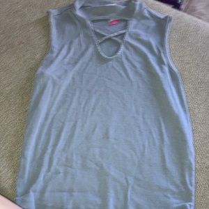 Grey turtle neck tank with chest exposure